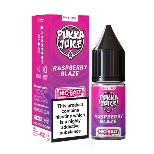 Pukka Juice Nicotine Salts | RASPBERRY BLAZE | 10ml | 10mg / 20mg Nic Salt - IFANCYONE WHOLESALE