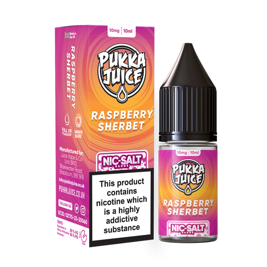 Pukka Juice Nicotine Salts | RASPBERRY SHERBET | 10ml | 10mg / 20mg Nic Salt - IFANCYONE WHOLESALE