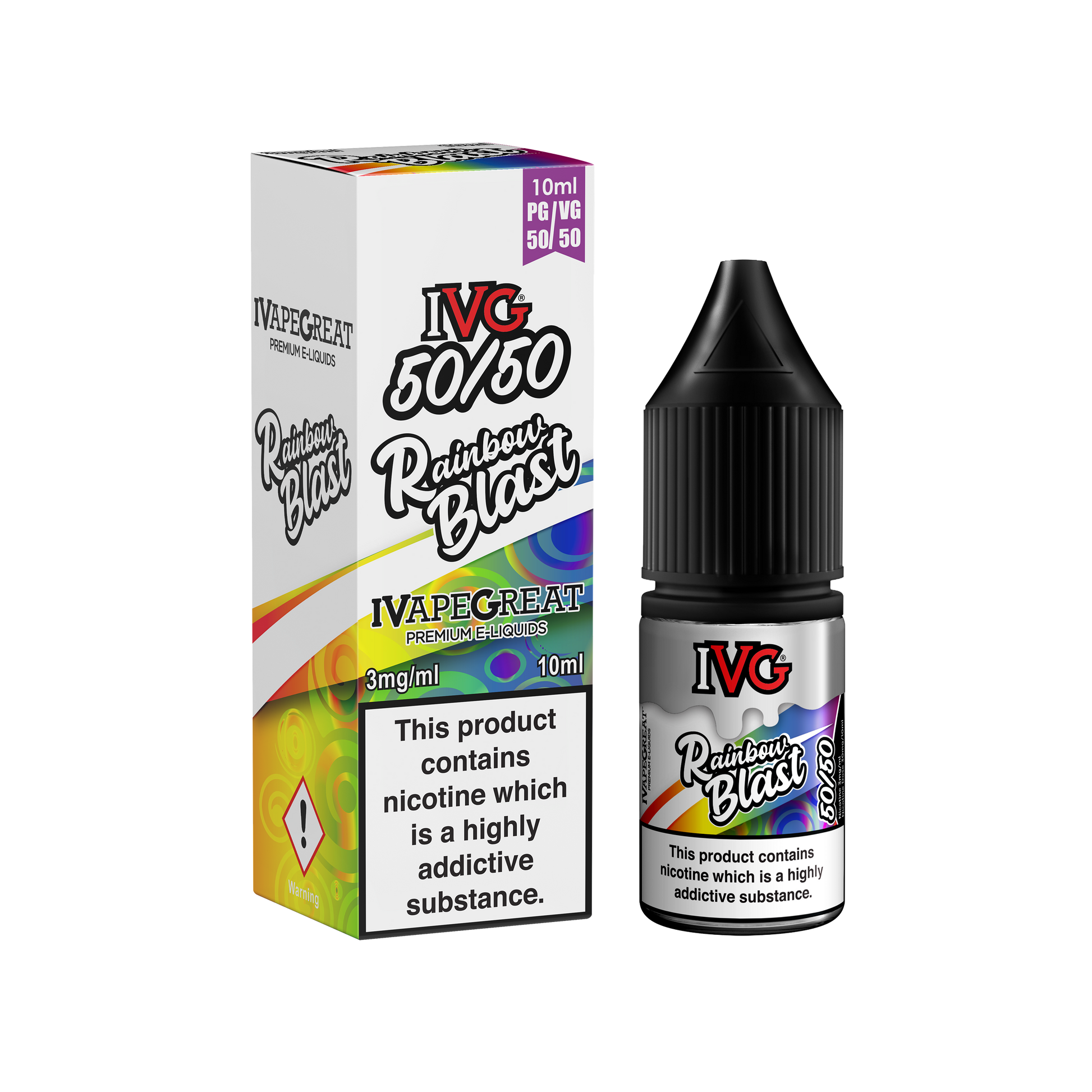 I VG 50/50 E-Liquids - RAINBOW BLAST - 10ml Single - Various Nicotine Strengths - IFANCYONE WHOLESALE