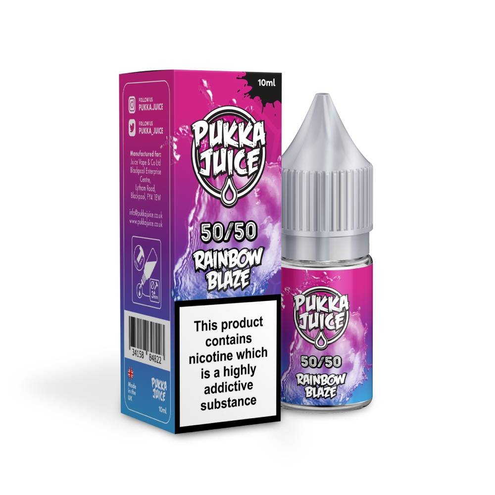 Pukka Juice | 50/50 Range | RAINBOW BLAZE | 10ml TPD Bottles | Various Nicotine Strengths - IFANCYONE WHOLESALE