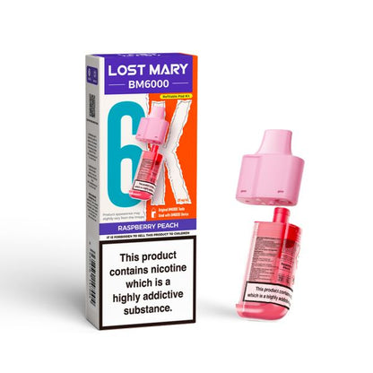 Lost Mary | BM6000 Replacement Refill Edition Single Pod | 2ml + 10ml Design | 20mg Nicotine Salts | Various Flavours