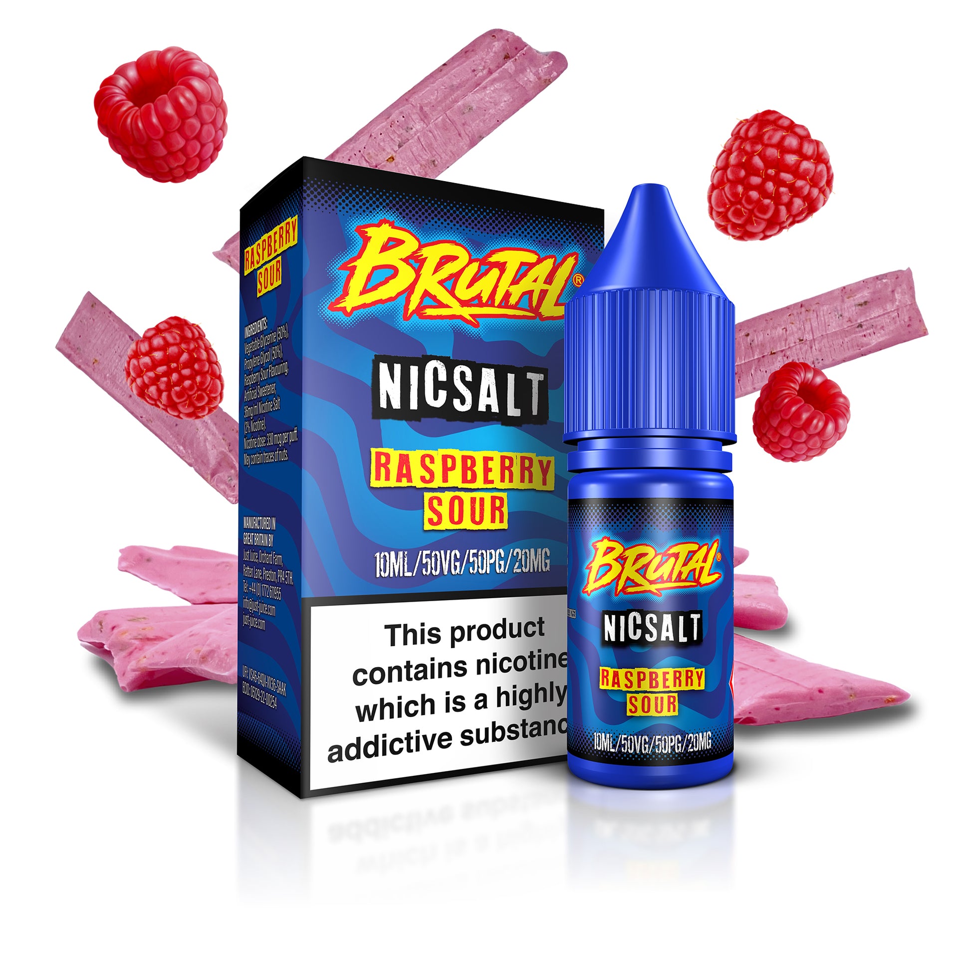 Just Juice BRUTAL Range | Raspberry Sour | 10ml Nic Salts | 11mg / 20mg Nicotine Salt Strength - IFANCYONE WHOLESALE