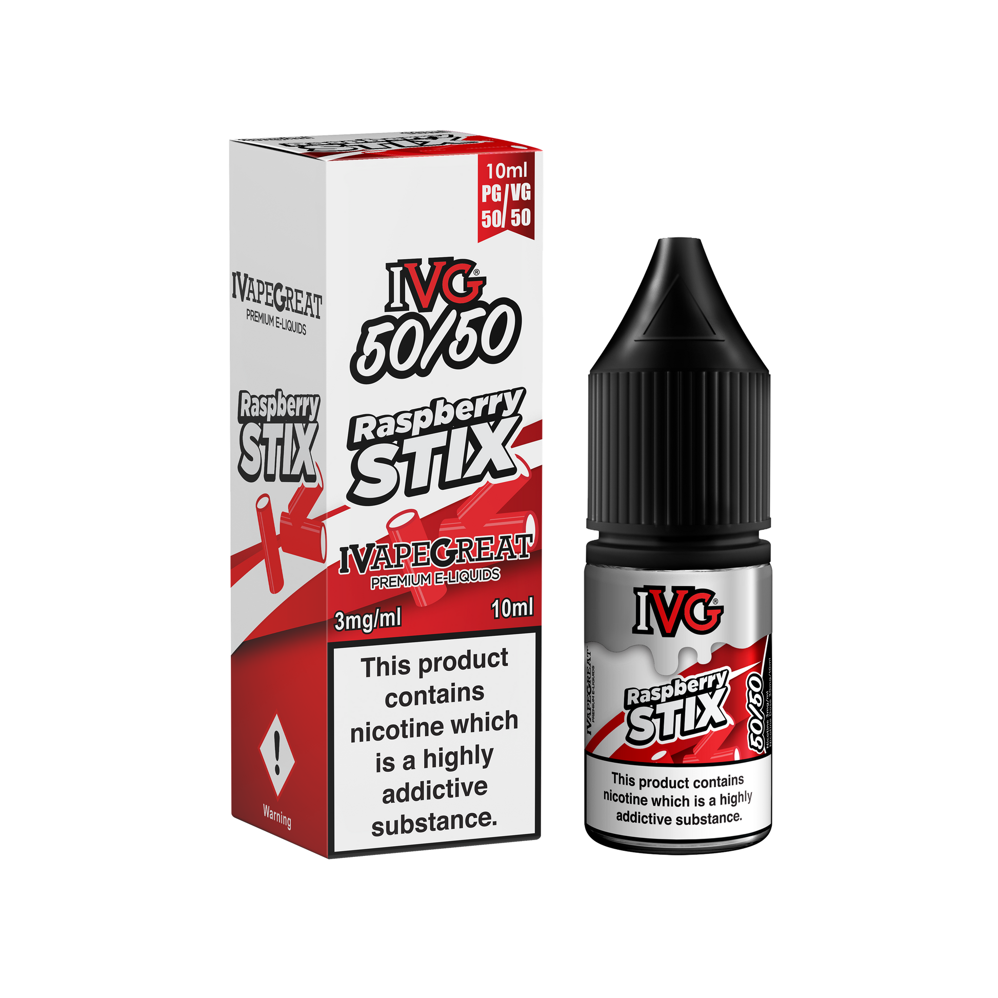 I VG 50/50 E-Liquids - RASPBERRY STIX - 10ml Single - Various Nicotine Strengths - IFANCYONE WHOLESALE