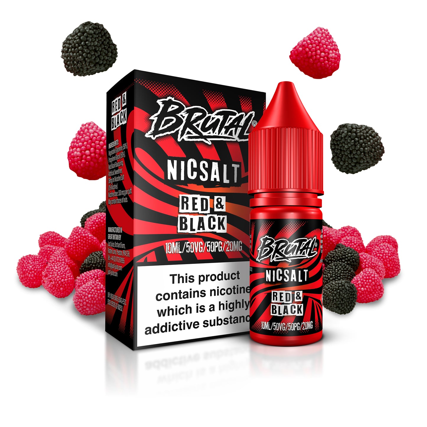 Just Juice BRUTAL Range | Red & Black | 10ml Nic Salts | 11mg / 20mg Nicotine Salt Strength