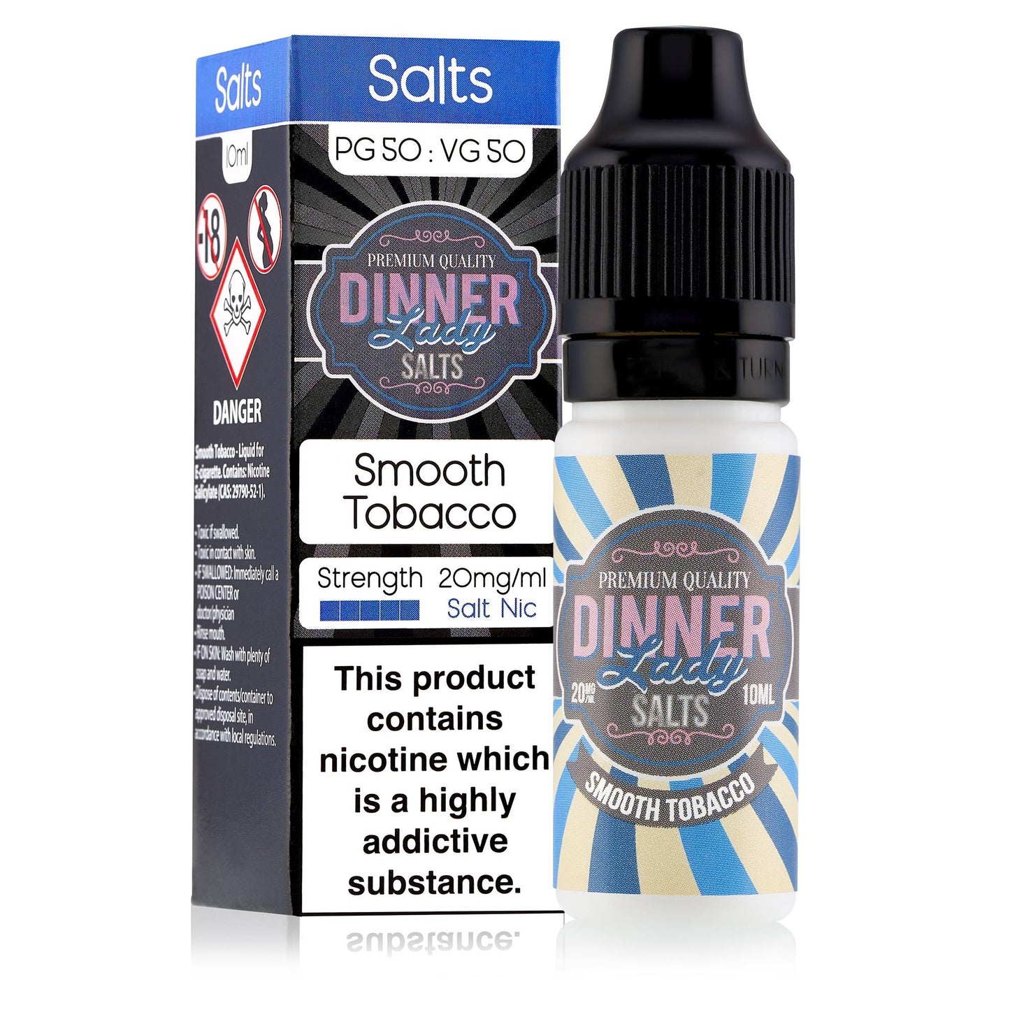 Dinner Lady Salts | Tobacco Range | Smooth Tobacco | 10ml Single | 10mg / 20mg Nicotine Salt