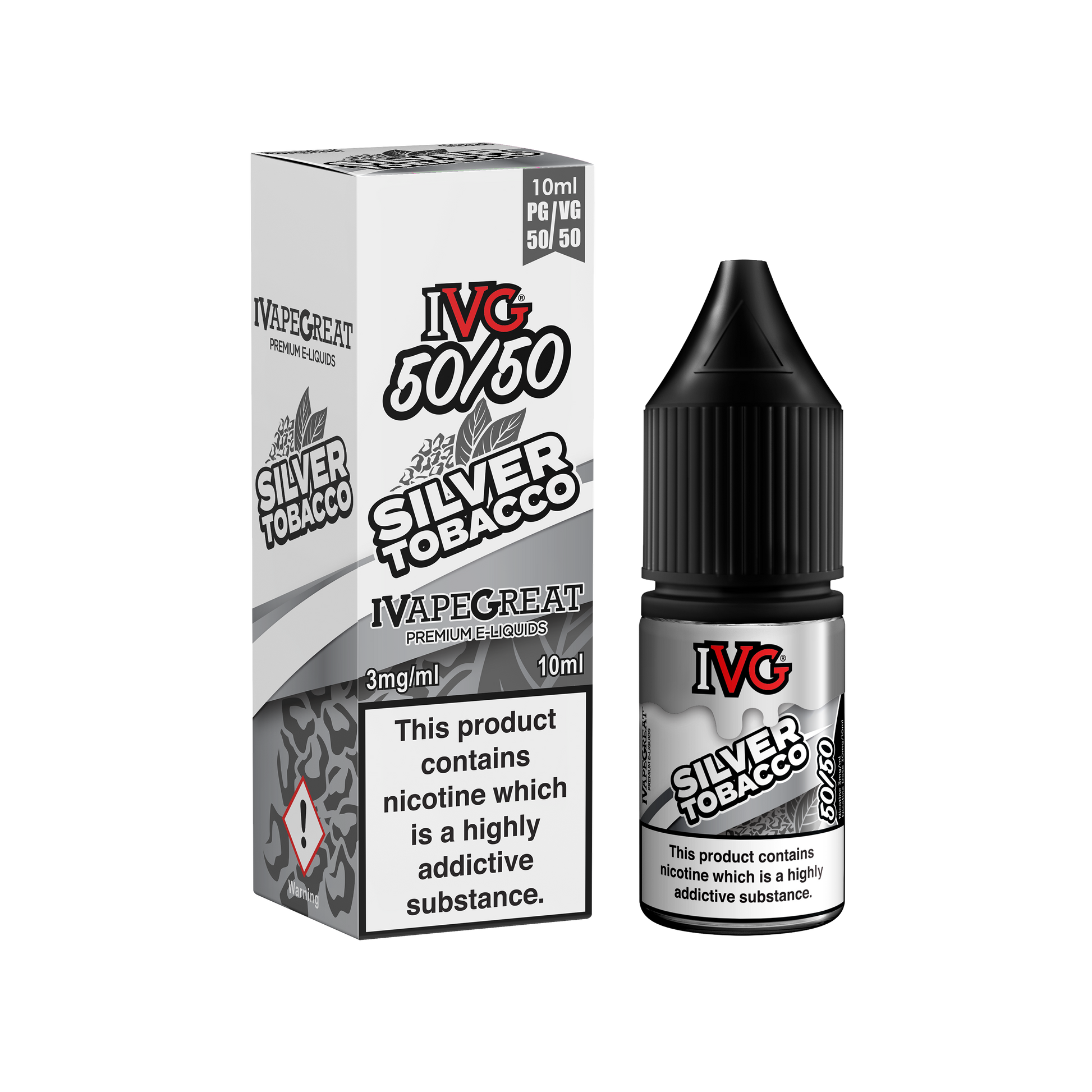 I VG 50/50 E-Liquids - SILVER TOBACCO - 10ml Single - Various Nicotine Strengths - IFANCYONE WHOLESALE