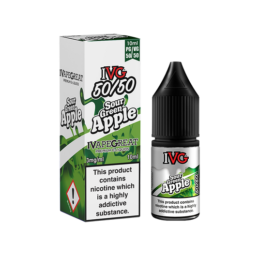 I VG 50/50 E-Liquids - SOUR GREEN APPLE - 10ml Single - Various Nicotine Strengths - IFANCYONE WHOLESALE