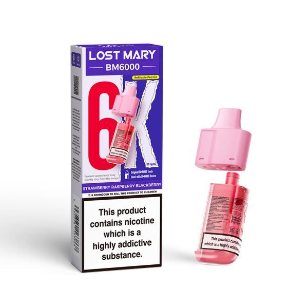 Lost Mary | BM6000 Replacement Refill Edition Single Pod | 2ml + 10ml Design | 20mg Nicotine Salts | Various Flavours
