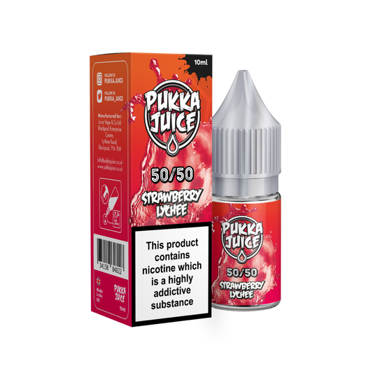 Pukka Juice | 50/50 Range | STRAWBERRY LYCHEE | 10ml TPD Bottles | Various Nicotine Strength - IFANCYONE WHOLESALE