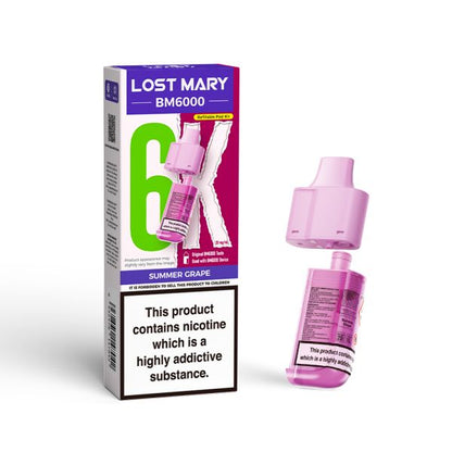 Lost Mary | BM6000 Replacement Refill Edition Single Pod | 2ml + 10ml Design | 20mg Nicotine Salts | Various Flavours