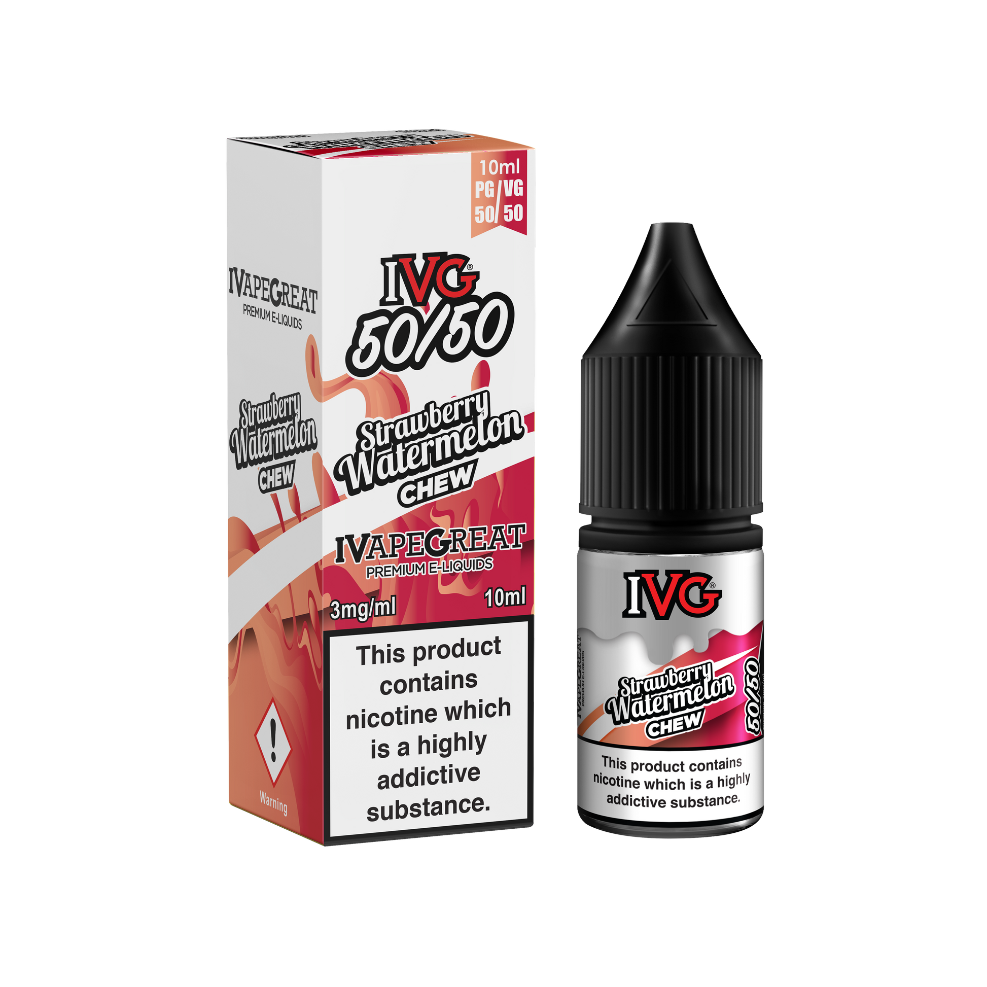 I VG 50/50 E-Liquids - STRAWBERRY WATERMELON CHEW - 10ml Single - Various Nicotine Strengths - IFANCYONE WHOLESALE