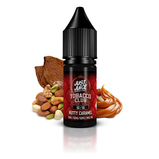 Just Juice Tobacco Club 50:50 Range | Nutty Caramel | 10ml Single | Various Nicotine Strengths - IFANCYONE WHOLESALE