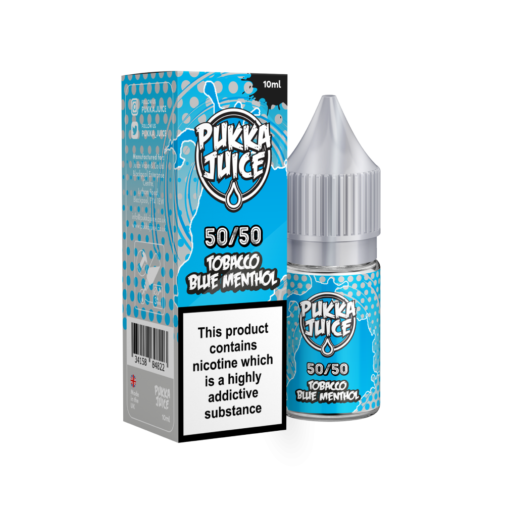 Pukka Juice | 50/50 Range | TOBACCO BLUE MENTHOL | 10ml TPD Bottles | Various Nicotine Strength - IFANCYONE WHOLESALE