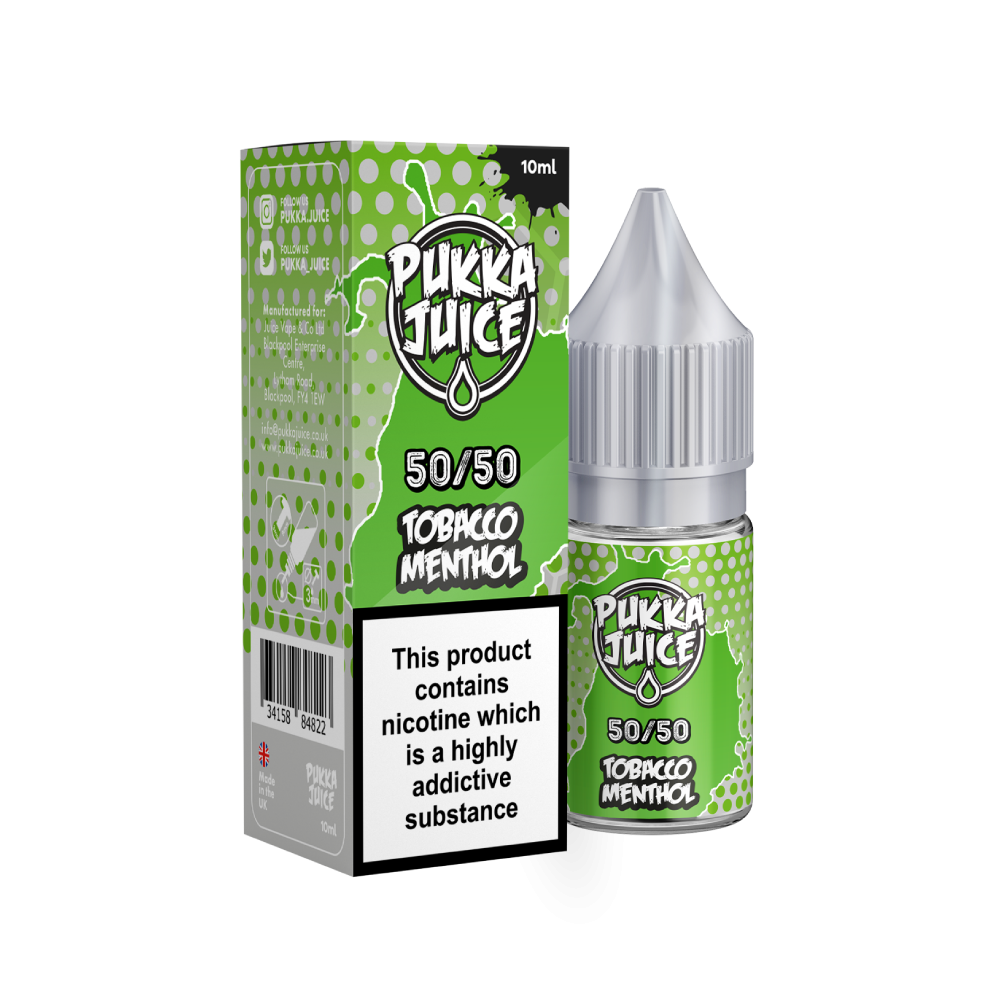 Pukka Juice | 50/50 Range | TOBACCO MENTHOL | 10ml TPD Bottles | Various Nicotine Strength - IFANCYONE WHOLESALE