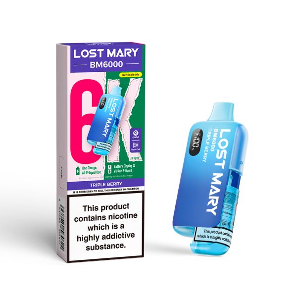 Lost Mary | BM6000 Pre-Filled Pod Vape Kit (Refillable Edition) | 1000mAh | 2ml + 10ml Design | 20mg Nicotine Salts | Various Flavours