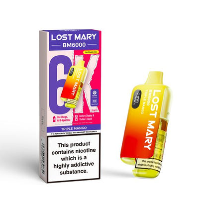 Lost Mary | BM6000 Pre-Filled Pod Vape Kit (Refillable Edition) | 1000mAh | 2ml + 10ml Design | 20mg Nicotine Salts | Various Flavours