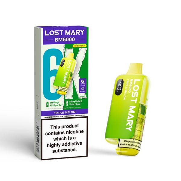 Lost Mary | BM6000 Pre-Filled Pod Vape Kit (Refillable Edition) | 1000mAh | 2ml + 10ml Design | 20mg Nicotine Salts | Various Flavours