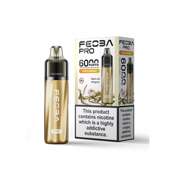FEOBA | 6000 PRO Pre-Filled Pod Vape Kit | 1400mAh | 2ml + 10ml Replaceable | 20mg Nicotine Salts | Various Flavours