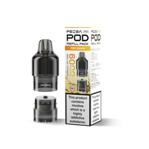 FEOBA | 6000 PRO Replacement Refill Pods | 2ml + 10ml Design | 20mg Nicotine Salts | Various Flavours
