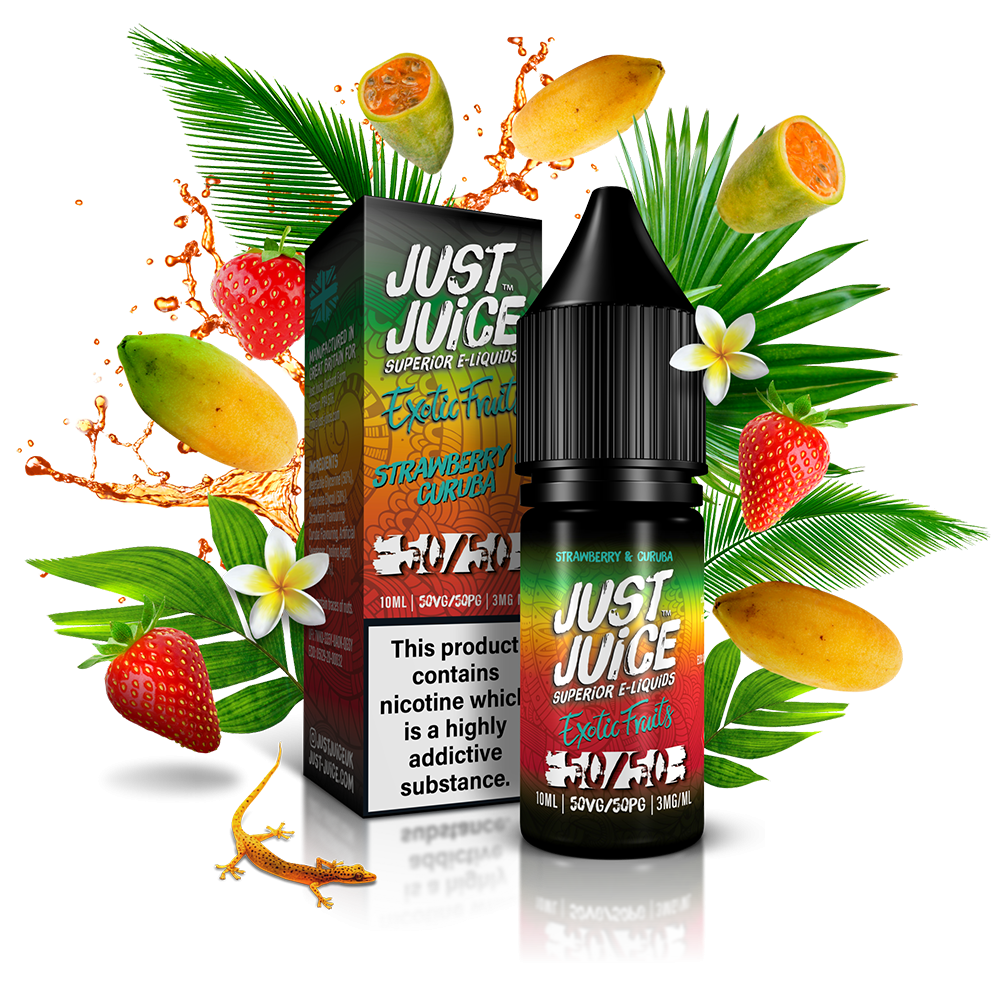 Just Juice Exotic Fruits 50:50 | Strawberry & Curuba | 10ml Single | Various Nicotine Strengths - IFANCYONE WHOLESALE