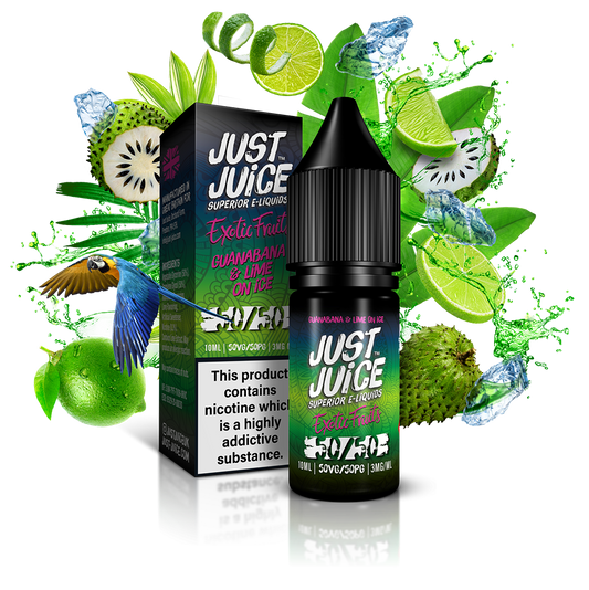 Just Juice Exotic Fruits 50:50 | Guabana & Lime on Ice | 10ml Single | Various Nicotine Strengths - IFANCYONE WHOLESALE