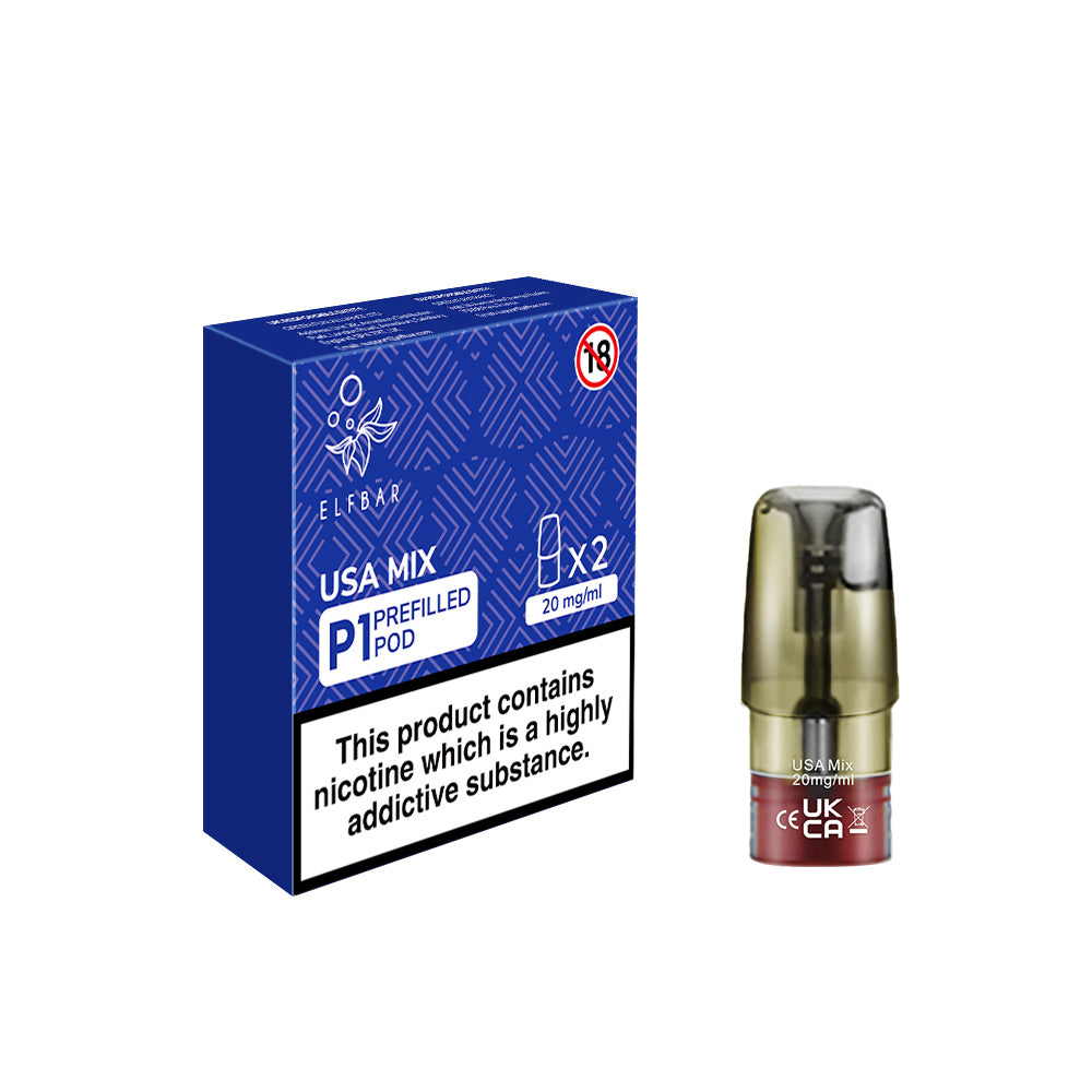 Elfbar | Elf Bar Mate 500 P1 Pod Pre-Filled Replacement Pods | 2ml | Pack of 2 | 20mg