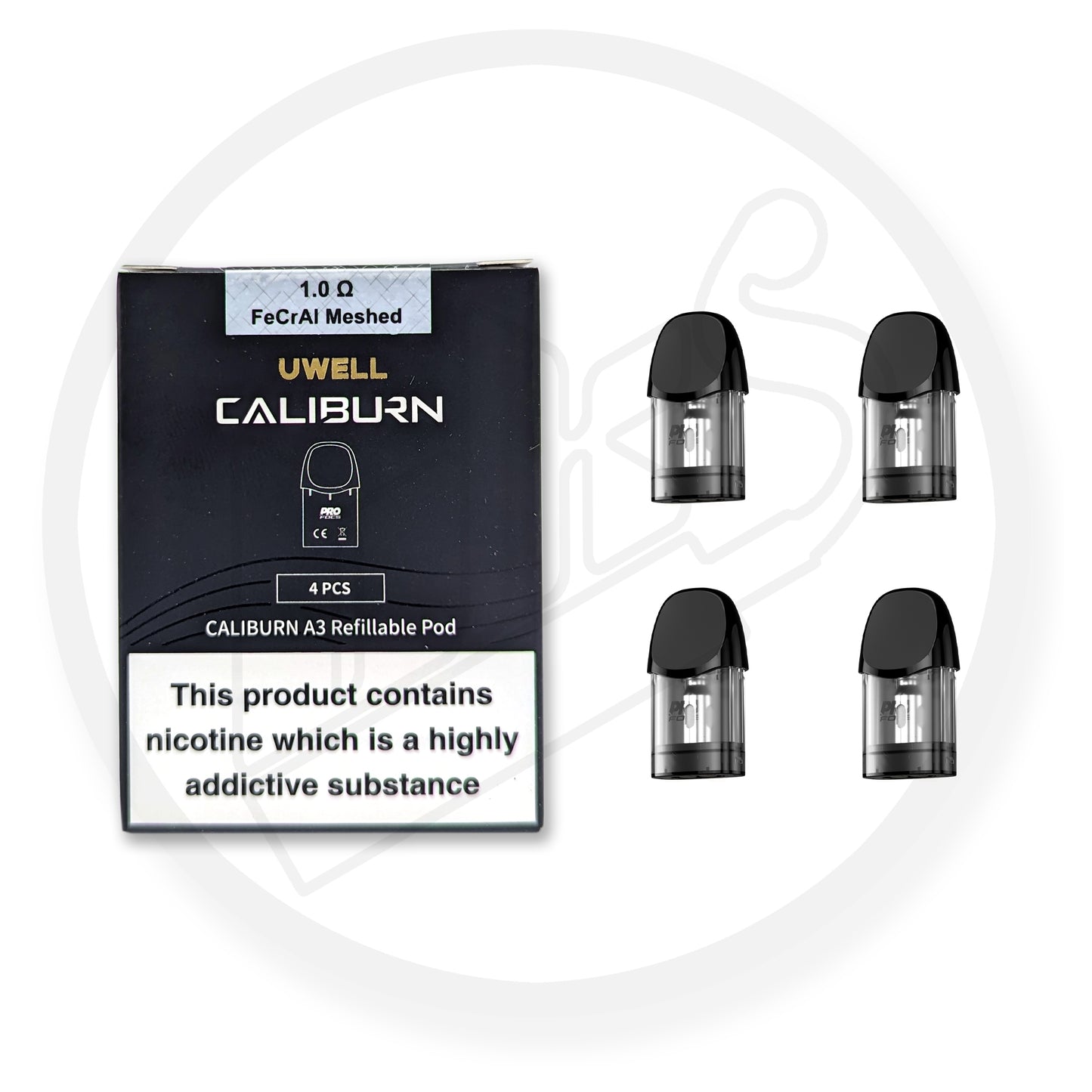 UWELL | Caliburn A3 Replacement Pods | Pack of 4 | 0.8/1.0 Ohm Mesh A3 Pod