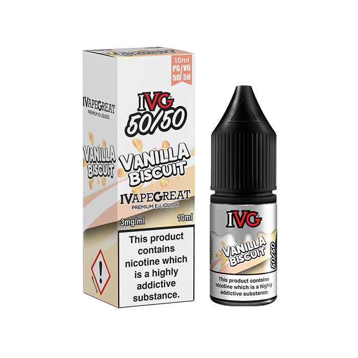 I VG 50/50 E-Liquids - VANILLA BISCUIT - 10ml Single - Various Nicotine Strengths - IFANCYONE WHOLESALE