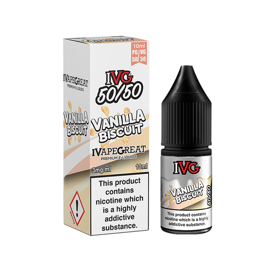 I VG 50/50 E-Liquids - VANILLA BISCUIT - 10ml Single - Various Nicotine Strengths - IFANCYONE WHOLESALE