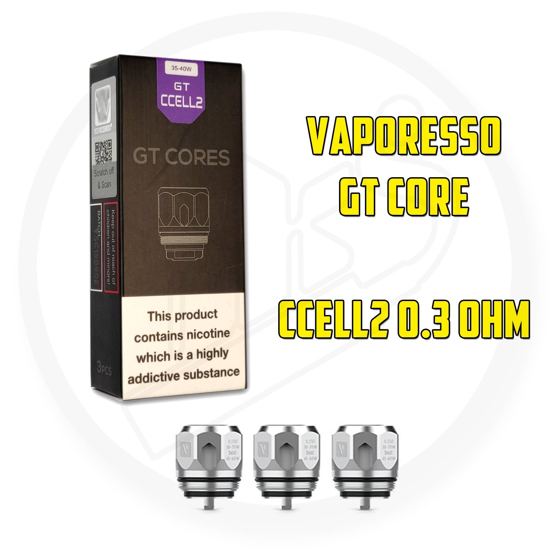 Vaporesso | GT Core Coils | CCELL2 | 0.3 Ohm | Pack of 3 - IFANCYONE WHOLESALE