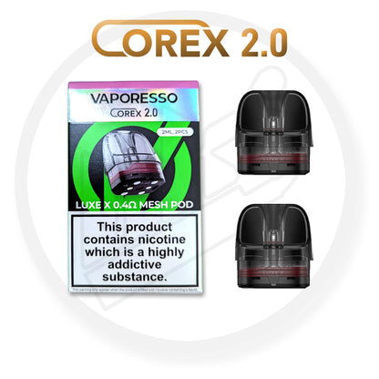 Vaporesso | Corex 2.0 LUXE X Replacement Pods | Pack of 2 | Regular Version | 0.4 Ohm RDL