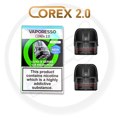 Vaporesso | Corex 2.0 LUXE X Replacement Pods | Pack of 2 | Regular Version | 0.8 Ohm RDL