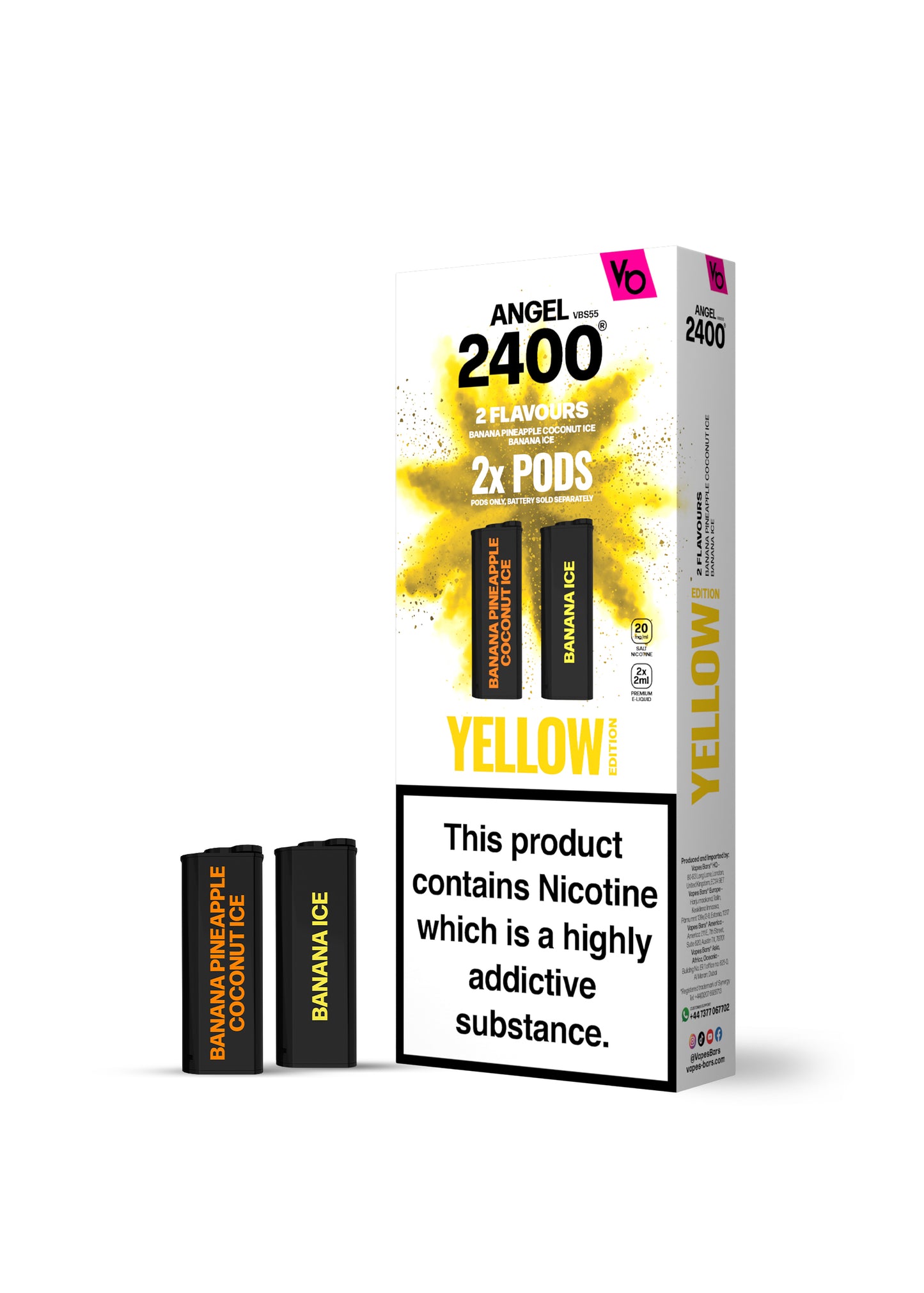 Vapes Bars | Angel 2400 Puff Replacement Nicotine Salt Pods | Pack of 2 | Various Flavours | 20mg